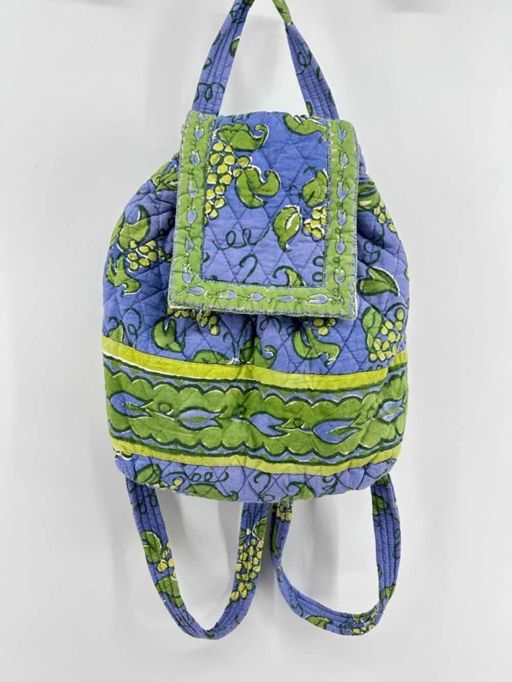 Pomegranate 100% Cotton Quilted Floral  Backpack in Lavender & Lime Travel